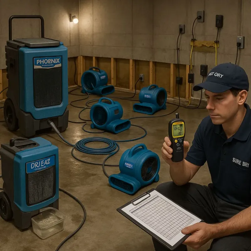 Structural Drying and Dehumidification process in North Kingsville, OH